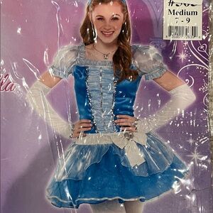 Cinderella costume Blue Princess Girls' Costume Dress with White Accents